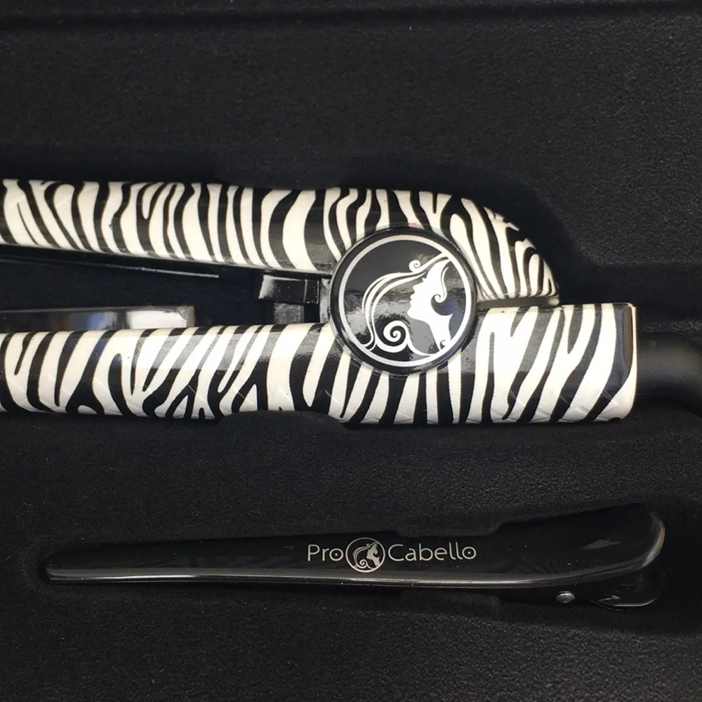 NIB Professional Ceramic Curling Iron with Tourmaline Barrel Zebra Print